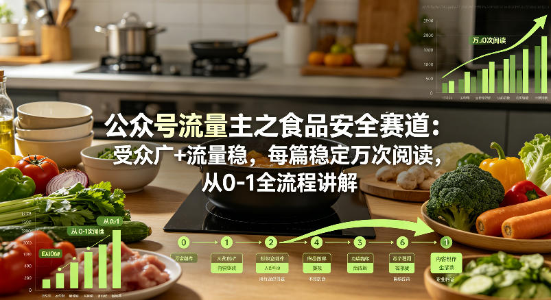 公众号流量主之食品安全赛道，受众广+流量稳，每篇作品稳定万次阅读，从0-1全流程讲解-小明副业导航站