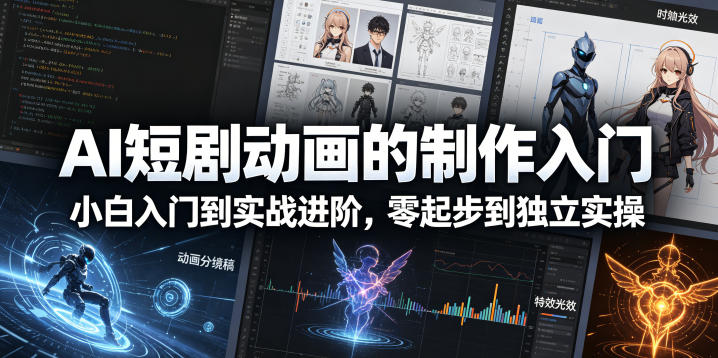 AI短剧动画的制作入门，小白入门到实战进阶，零起步到独立实操-小明副业导航站
