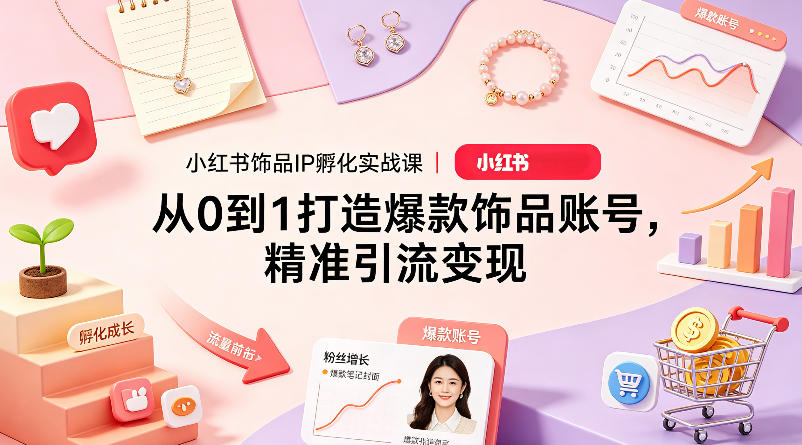 小红书饰品IP孵化实战课｜从0到1打造爆款饰品账号，精准引流变现-小明副业导航站