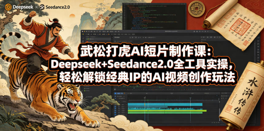 武松打虎AI短片制作课：Deepseek+Seedance2.0全工具实操，轻松解锁经典IP的AI视频创作玩法-小明副业导航站