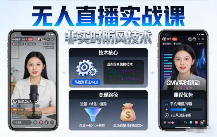 宝子哥无人直播实战课，非实时防风技术，聚焦抖音快手等平台直播带货，轻松开启直播变现之路(更新2026)-小明副业导航站
