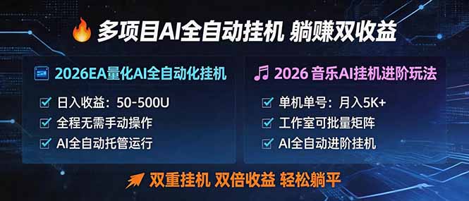 多项目AI自动挂机玩法：双重挂机，双倍收益，轻松躺平-小明副业导航站