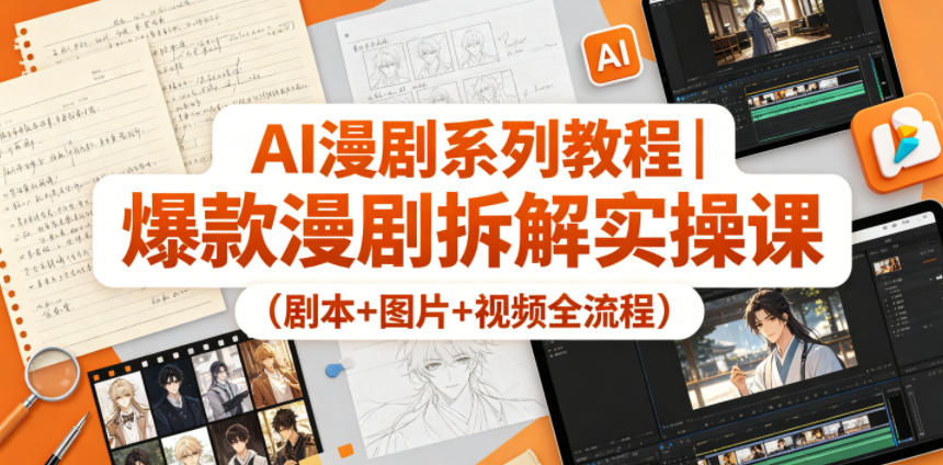 AI漫剧系列教程｜爆款漫剧拆解实操课(剧本+图片+视频全流程)-小明副业导航站