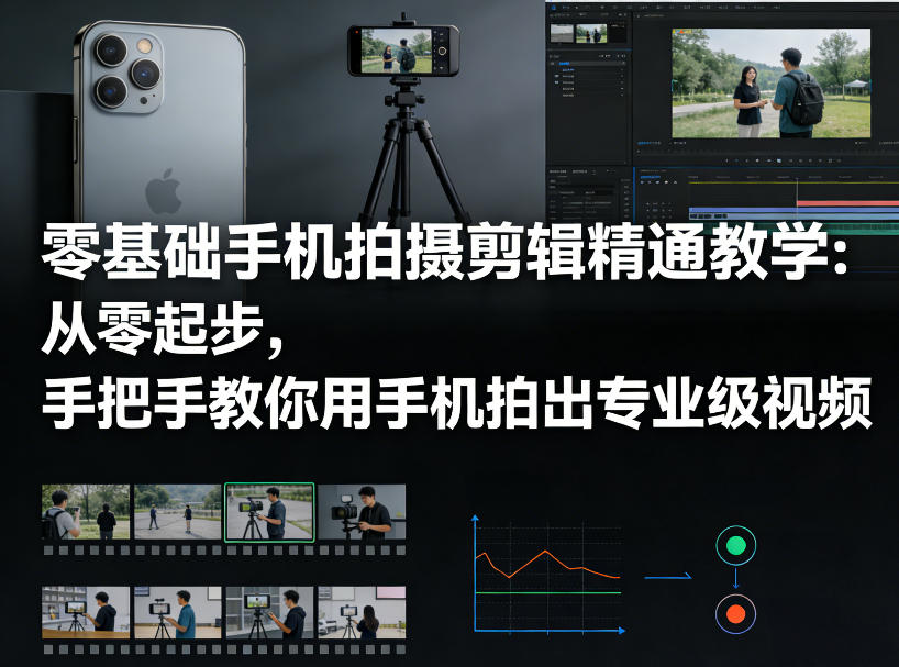 零基础手机拍摄剪辑精通教学：从零起步，手把手教你用手机拍出专业级视频-小明副业导航站