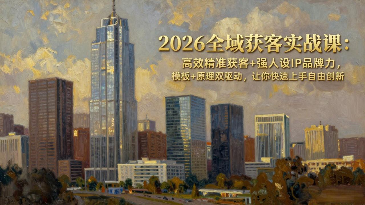2026全域获客实战课:高效精准获客+强人设IP品牌力,模板+原理双驱动,让你快速上手自由创新-小明副业导航站