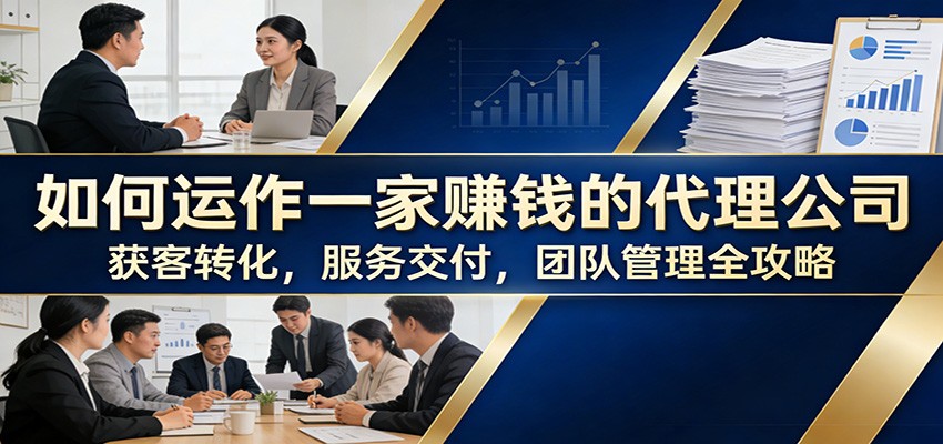 如何运作一家赚钱的代理公司:获客转化,服务交付,团队管理全攻略-小明副业导航站