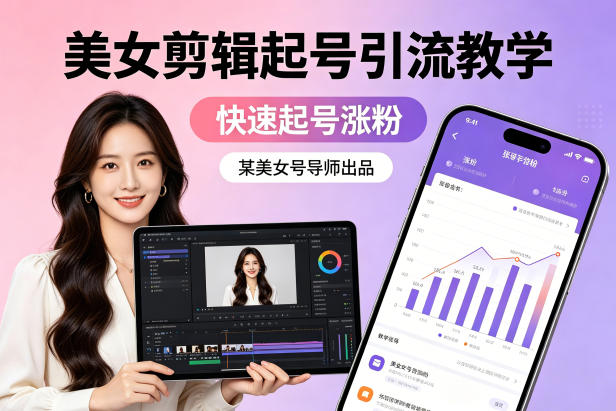 某美女号导师出品：美女剪辑起号引流教学，快速起号涨粉-小明副业导航站