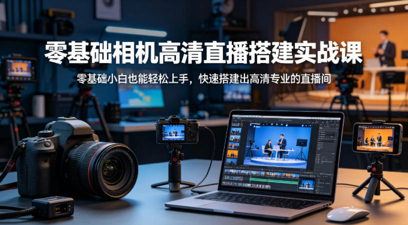 零基础相机高清直播间搭建实战课，小白也能轻松上手，快速搭建出高清专业的直播间-小明副业导航站
