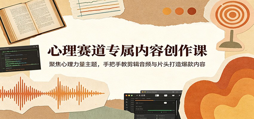 心理赛道专属内容创作课：聚焦心理力量主题，手把手教剪辑音频与片头打造爆款内容-小明副业导航站