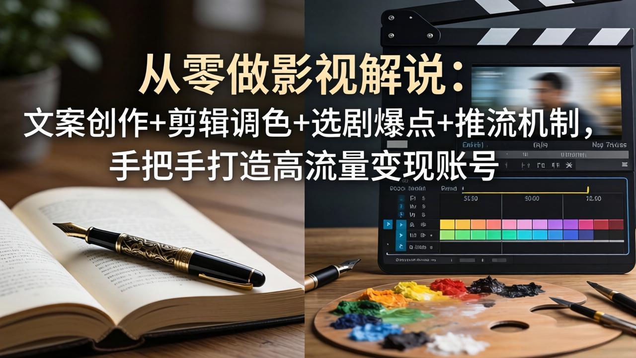 从零做影视解说：文案创作+剪辑调色+选剧爆点+推流机制，手把手打造高流量变现账号-小明副业导航站