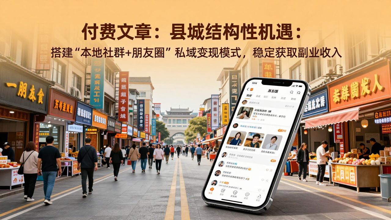 付费文章:县城结构性机遇:搭建“本地社群+朋友圈”私域变现模式,稳定获取副业收入-小明副业导航站