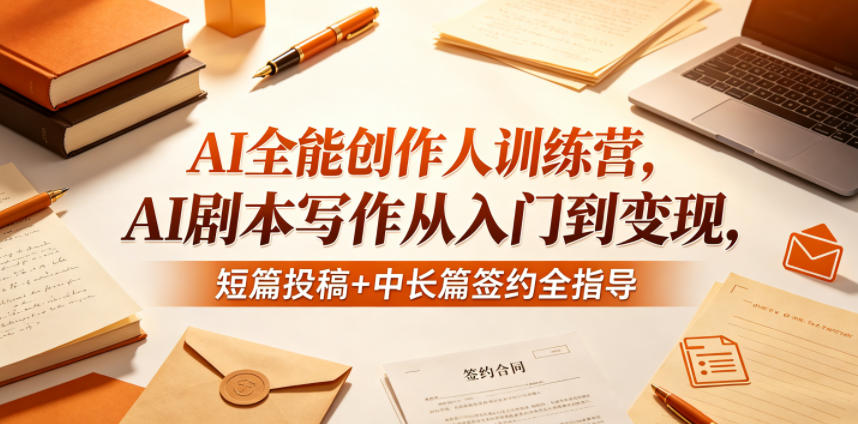 AI全能创作人训练营，AI剧本写作从入门到变现，短篇投稿+中长篇签约全指导-小明副业导航站