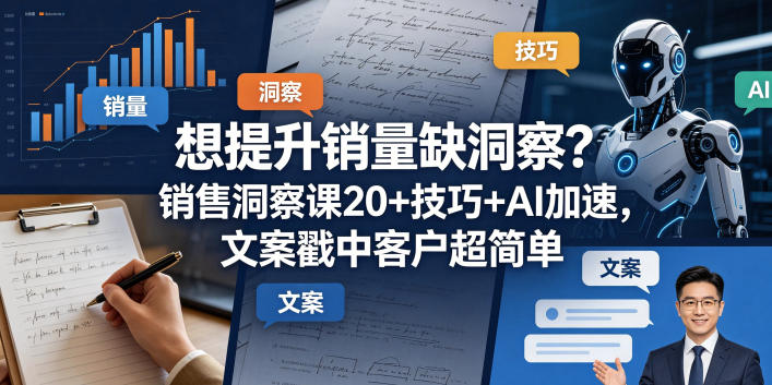 想提升销量缺洞察?销售洞察课20+技巧+AI加速,文案戳中客户超简单【原创双语字幕】-小明副业导航站