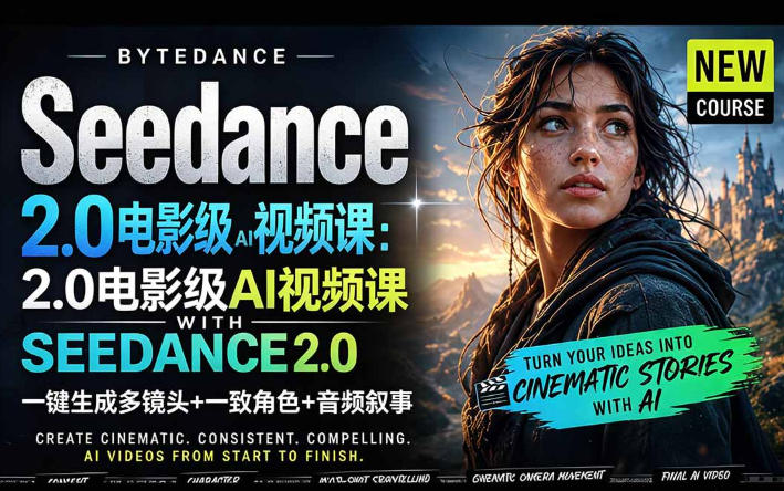 字节跳动的Seedance 2.0 AI电影视频生成制作教程，一键生成多镜头+一致角色+音频叙事-中英字幕-小明副业导航站
