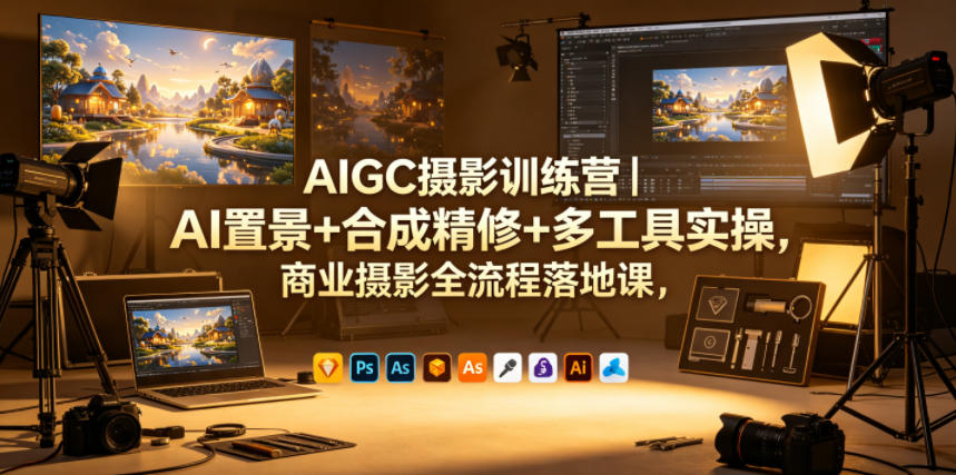 AIGC摄影训练营|AI置景+合成精修+多工具实操,商业摄影全流程落地课-小明副业导航站