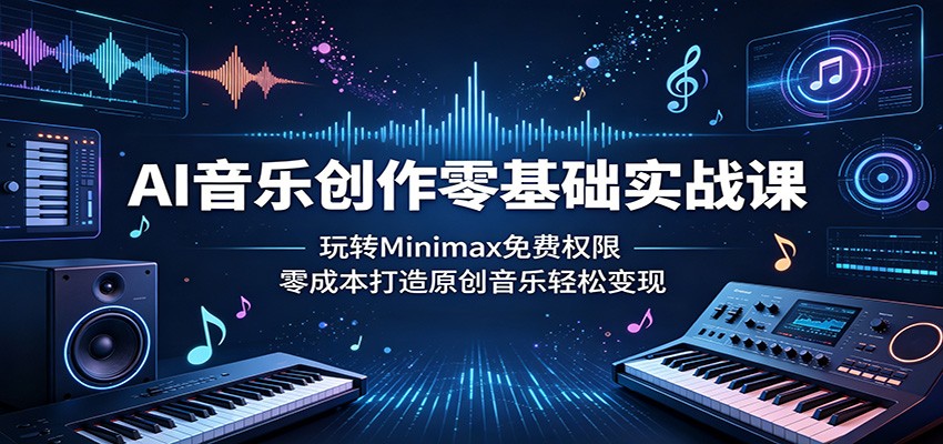 AI音乐创作零基础实战课:玩转Minimax免费权限,零成本打造原创音乐轻松变现-小明副业导航站