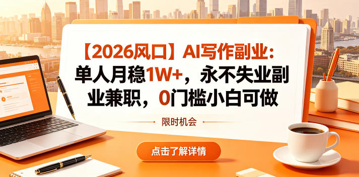 【2026风口】AI写作副业:单人月稳1W+,永不失业副业兼职,0门槛小白可做【揭秘】-小明副业导航站