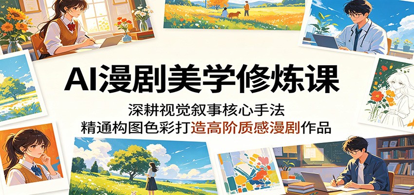 AI漫剧美学修炼课：深耕视觉叙事核心手法，精通构图色彩打造高阶质感漫剧作品-小明副业导航站
