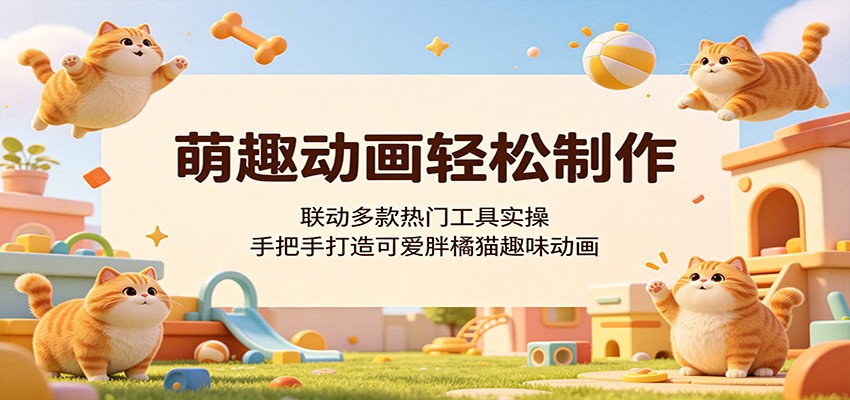 萌趣动画轻松制作,联动多款热门工具实操,手把手打造可爱胖橘猫趣味动画-小明副业导航站