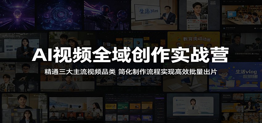 AI视频全域创作实战营：精通三大主流视频品类，简化制作流程实现高效批量出片-小明副业导航站