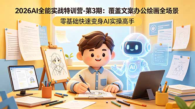 2026AI全能实战特训营-第3期:覆盖文案办公绘画全场景 零基础快速变身AI实操高手-小明副业导航站