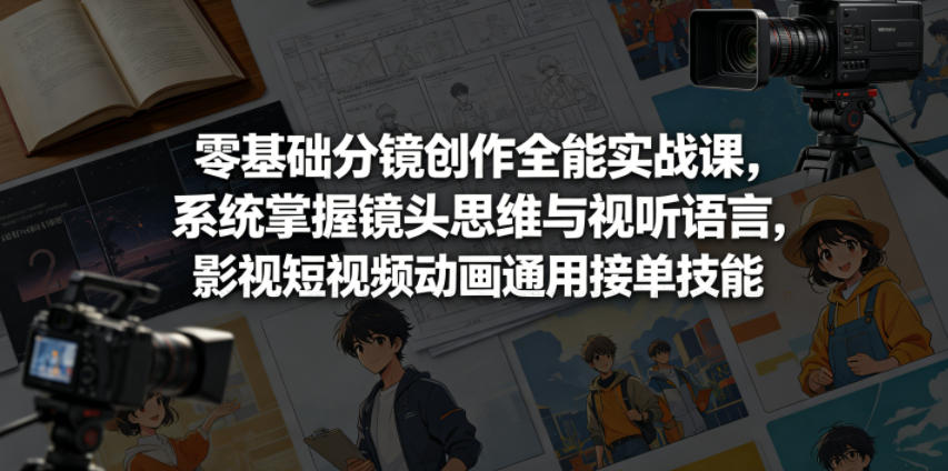零基础分镜创作全能实战课，系统掌握镜头思维与视听语言，影视短视频动画通用接单技能-小明副业导航站