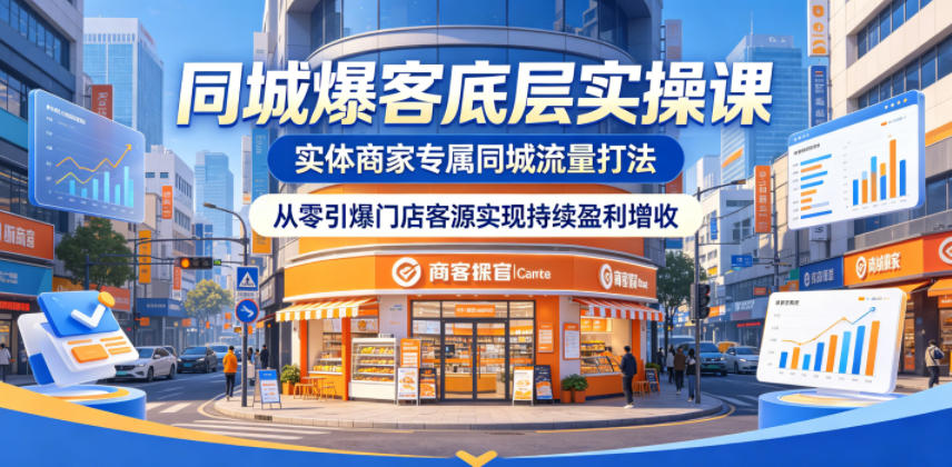 同城爆客底层实操课,实体商家专属同城流量打法,从零引爆门店客源实现持续盈利增收-小明副业导航站