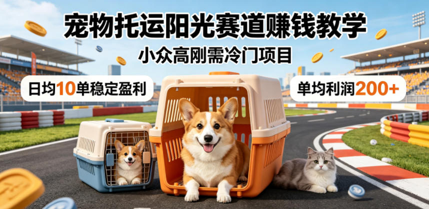 宠物托运阳光赛道賺钱教学,小众高刚需冷门项目,日均10单稳定盈利,单均利润200+-小明副业导航站