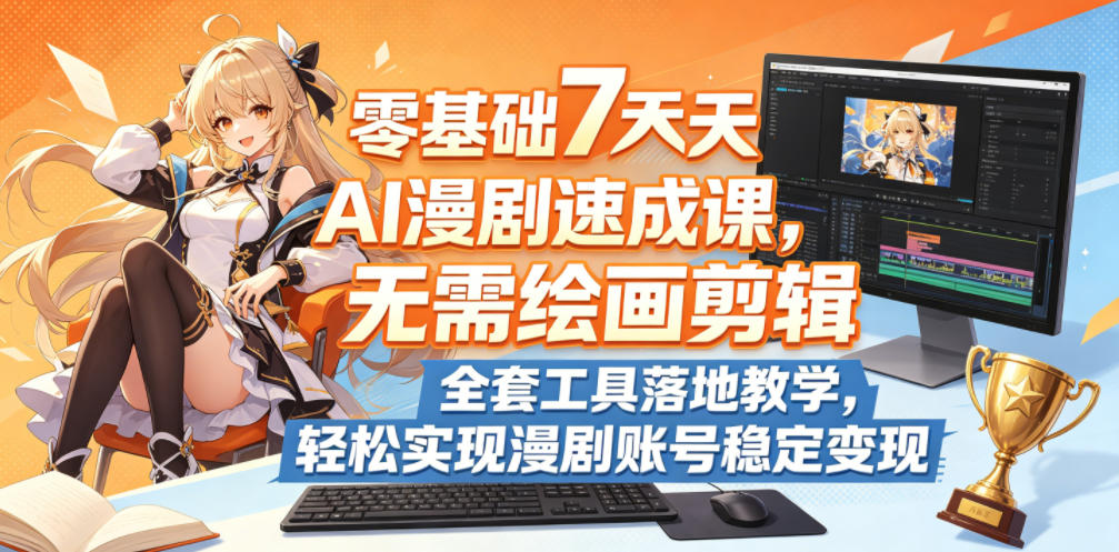 零基础7天AI漫剧速成课,无需绘画剪辑,全套工具落地教学,轻松实现漫剧账号稳定变现-小明副业导航站